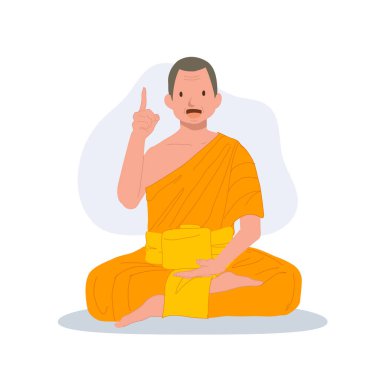 Geleneksel cüppeli Tayland keşişi konuşuyor, Budist hakkında bilgi veriyor.