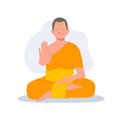 Geleneksel Cüppeli Tayland keşişi sembolik el hareketi 