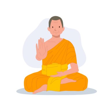 Geleneksel Cüppeli Tayland keşişi sembolik el hareketi 