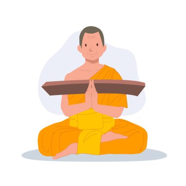 Geleneksel cüppeli, kumaşlı Taylandlı keşiş.