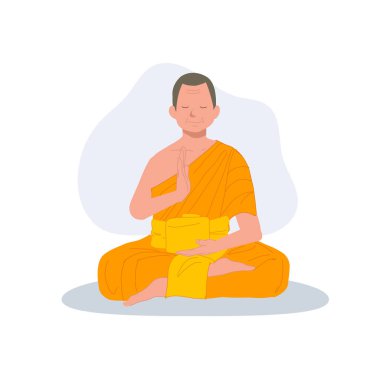 Huzurlu meditasyon. Geleneksel Kaftanlı Taylandlı Keşiş Meditasyon Huzuru