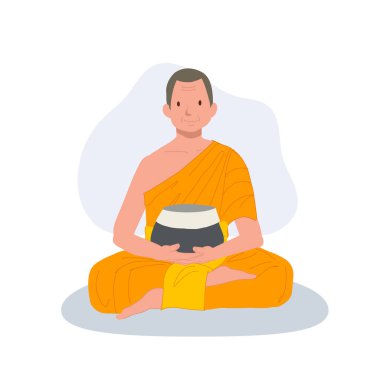 Serene Budist rahibi Orange Robe 'da oturuyordu.