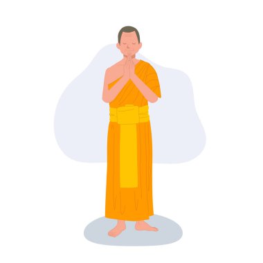 Tam boy ayakta dua eden Taylandlı keşiş..