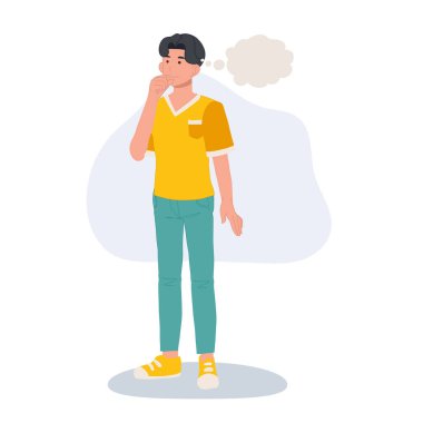 yaratıcı beyin fırtınası konsepti. Erkek düşüncesi. Düşünceli bir insan.