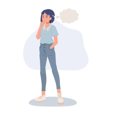 yaratıcı beyin fırtınası konsepti. Kadın düşüncesi. Düşünceli bir insan.