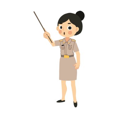 Sınıf eğitimi konsepti. İşaret çubuğuyla Tayland Kadın Öğretmeni Sınıfta