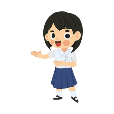 Mutlu Okul Çizgi Filmleri Karakteri. Taylandlı Öğrenci Çizgi Film Karakteri