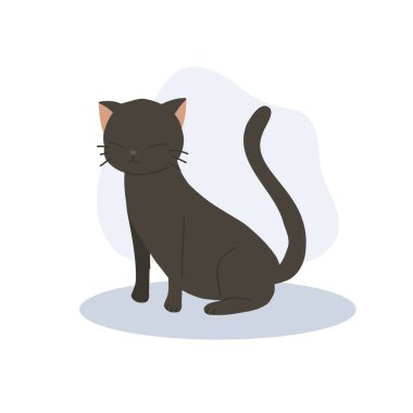 Sevimli Mutlu Kedi Gülümseyen Neşeli bir gülümseme ile oturuyor