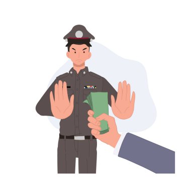 Tayland Polisi 'nin Yolsuzlukla Mücadele Karikatürü El Sembolü ile Rüşveti Reddediyor