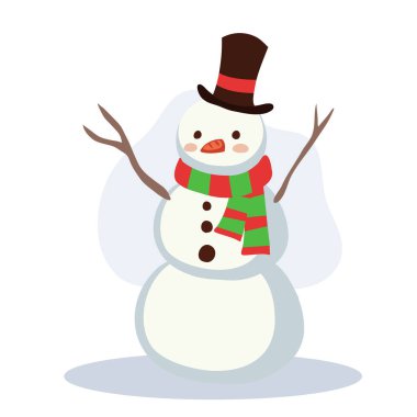 Cute Snowman in Winter Outfit. Perfect for Holiday and Festive Winter Scenes clipart