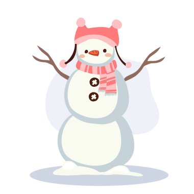 Cute Snowman in Winter Outfit. Perfect for Holiday and Festive Winter Scenes clipart