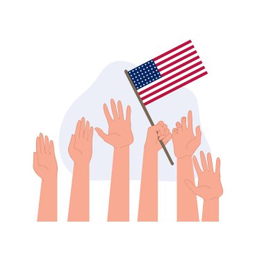 Amerikan Bayrağıyla Kaldırılan Eller Demokrasi ve Sivil Katılımı Sembolize Ediyor