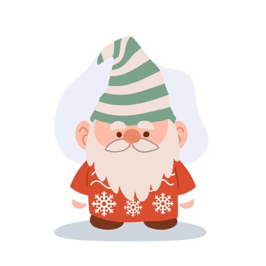 Çekici bir Noel cücesi çizimi. Noel için Tatil Çizgi Filmi Cücesi