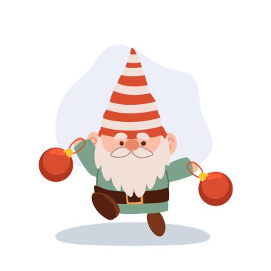 Charming cartoon Christmas gnome illustration. Holiday Cartoon Gnome for Christmas clipart