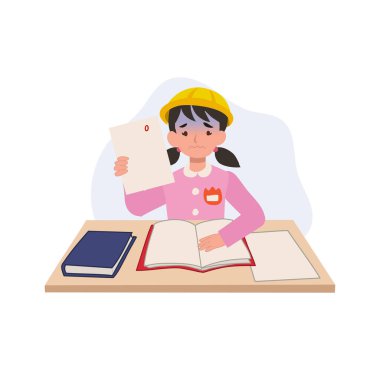 Japanese Kindergarten Student Reacting to Exam Failure clipart