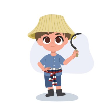 tapılası karikatür çiftçisi manuel tarım aletleri ile çalışıyor, tarım araçları