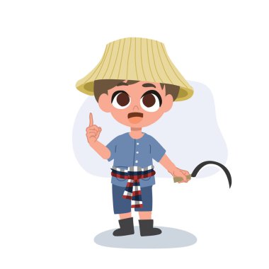 Tarımsal tavsiyeleri olan sevimli bir çiftçi çizgi filmi, tarım ipuçları, kırsal yaşam, çiftçi tavsiyesi,