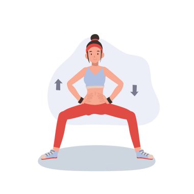 Spor yapan kadın kas esnekliği, yoga ve pilates egzersizleri yapıyor.