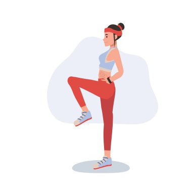 Spor yapan kadın kas esnekliği, yoga ve pilates egzersizleri yapıyor.
