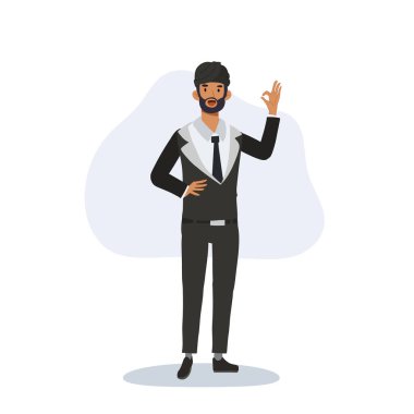 Kendine güvenen Hintli iş adamının resmi el hareketi.