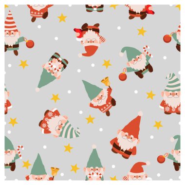 cute christmas gnome seamless pattern for festive wrapping paper textile design and holiday backgrounds