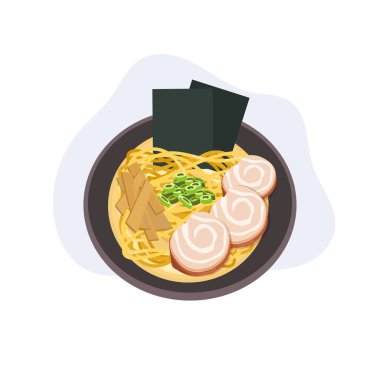 Geleneksel Japon erişteli Çin eriştesi, yosun bambu filizleri ve çorba.