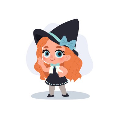 Cadı gibi giyinmiş, kostümlü, güzel bir cadılar bayramı kızı.