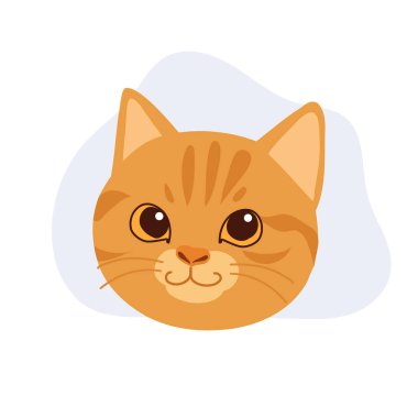 Yapıştırma emoji tasarımı için turuncu kedi çizgi film karakteri, sevimli kedi yavrusu yüz resimli hayvan simgesi