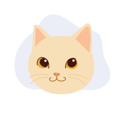 Kawaii kedi suratlı çizgi film kedisi resimli sevimli hayvan. hayvan kafası emoji avatar düz tasarım simgesi çiziyor