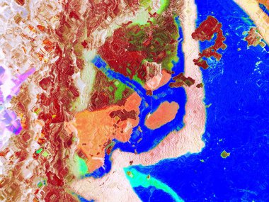 Dijital soyut arkaplan. Renkli desen. Dijital çizim. Poster, broşür, el ilanı ve kart için yaratıcı grafik tasarımı. Eşsiz duvar kâğıdı. Ağ, kumaş ve not defteri kapağı için arkaplan.