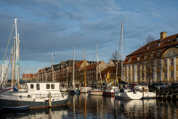 Copenhague Dinamarca Canal Con Barcos Christianshavn — Foto de Stock