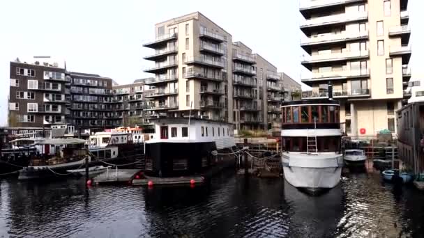 Copenhague Danemark Péniches Immeubles Modernes Dans Quartier Tommergraven — Video