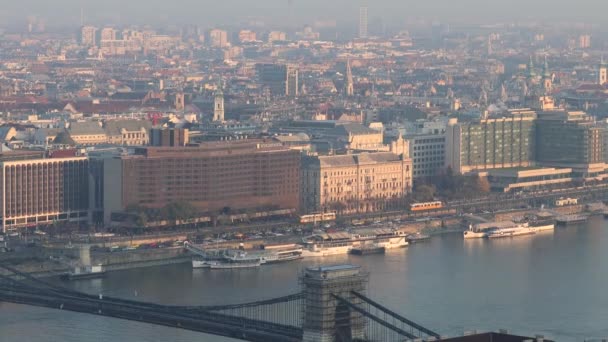 Budapešť Maďarsko Panorama Města Řeka Dunaj — Stock video