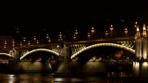 布达佩斯 匈牙利夜晚的链桥 — 图库视频影像