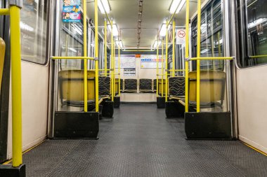 Budapeşte, Macaristan Bir metro vagonu ve koltukları.