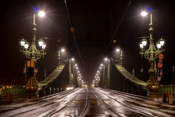 Budapeşte Macaristan Tuna Nehri Üzerindeki Özgürlük Köprüsü — Stok fotoğraf