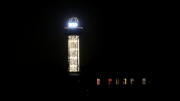 Copenhague Dinamarca Torre Del Zoológico Emblemático Ilumina Por Noche — Vídeos de Stock
