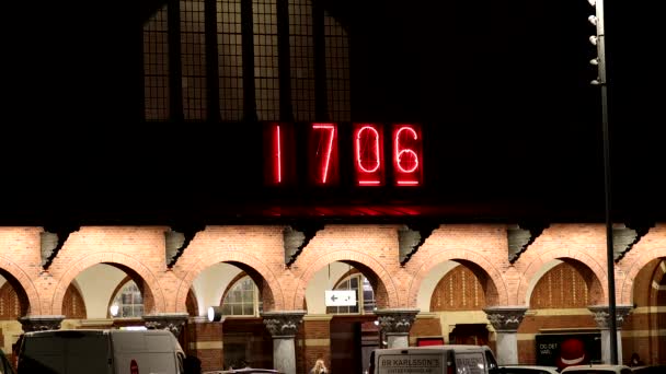 Copenhaga Dinamarca Relógio Digital Estação Central Faz Minuto — Vídeo de Stock