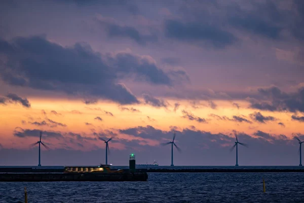 Copenhaga Dinamarca Turbinas Eólicas Mar Vistas Distrito Nordhavn — Fotografia de Stock