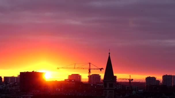 Copenhagen Denmark Winter Sunrise City Skyline — Stock Video