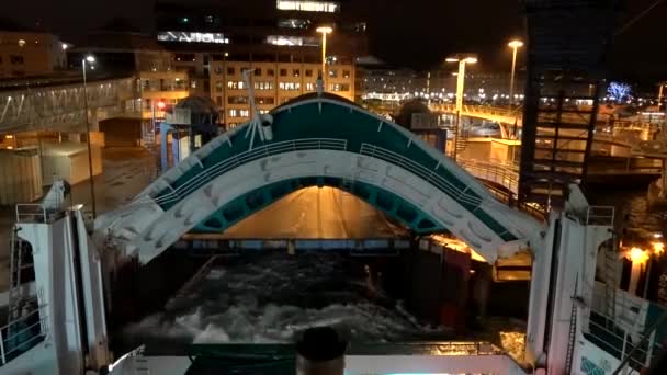 Helsingborg Sweden Car Passenger Ferry Leaves Helsingborg Sweden Bound Helsingor — стоковое видео