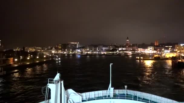 Helsingborg Svédország Éjjel Egy Autó Egy Személyszállító Komp Indul Helsingborg — Stock videók