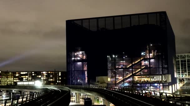 Copenhagen Denmark Metro Train Line Byen Metro Station Night — Stock video