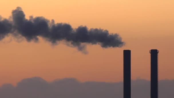 Copenhagen Denmark Smokestacks Power Plant Dawn Skyline Emit Steam — Vídeos de Stock