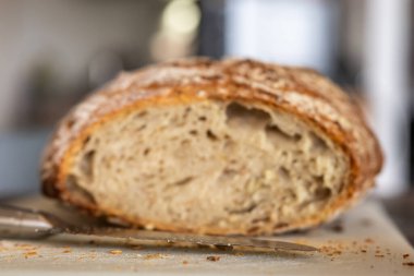 A loaf of homemade sour dough bread.