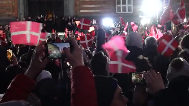 Copenhagen Denmark Supporters National Handball Team Gather City Hall Celebrate — 图库视频影像