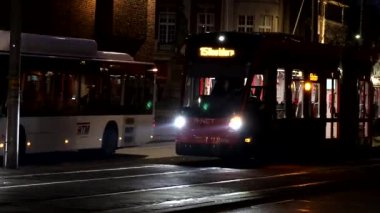 The Hague, Netherlands A city tram rides through the city