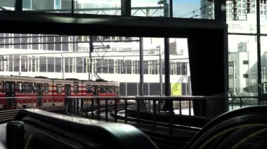 The Hague, Netherlands A city tram rides through the city