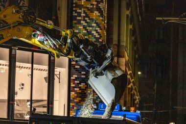 The Hague, Netherlands  Construction equipment on a street in downtown.