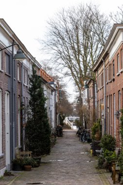Delf, Netherlands  A small narrow street in the old town.